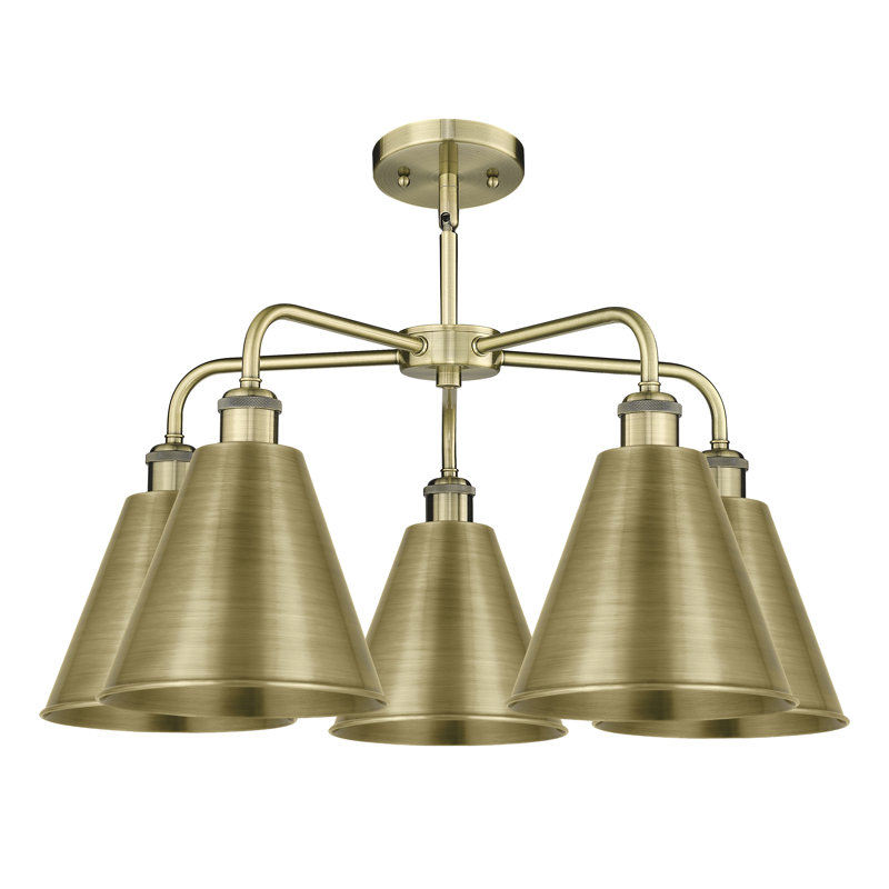 Lustre en cône à 5 lumières Allare Cone, Laiton antique