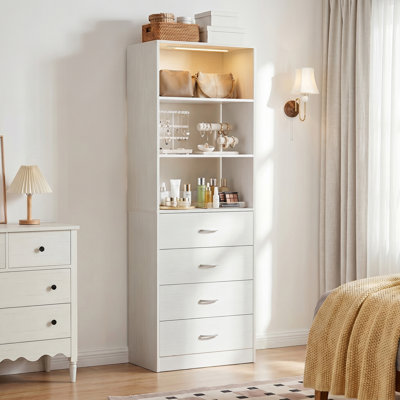 Bettyann Closet System With 4 Drawers, Sensor Light, Adjustable Shelves