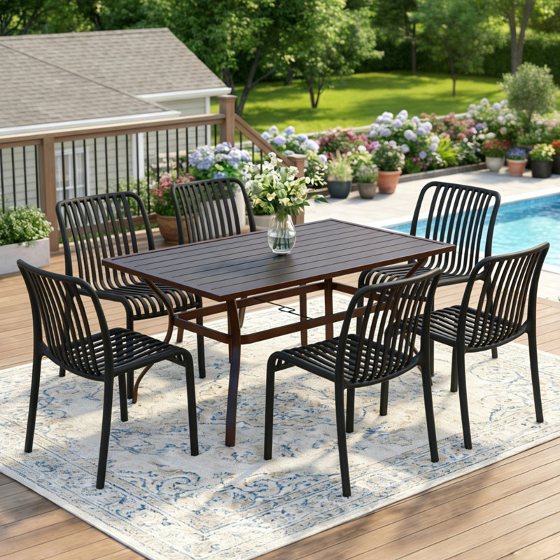 Chaise de salle à manger d'extérieur empilable, chaise d'appoint de patio en plastique sans accoudoirs toutes saisons sans assemblage pour le jardin, la cour arrière et le balcon