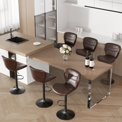 Adjustable Height Counter Stool with Metal Frame