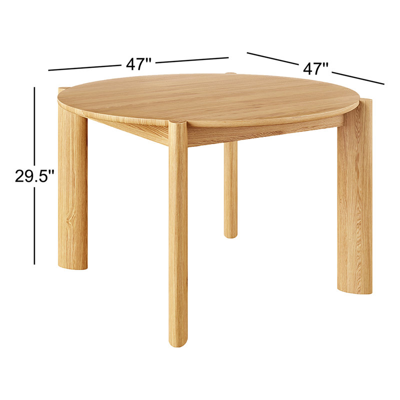 Bancroft Round Solid Wood Dining Table, White Oak