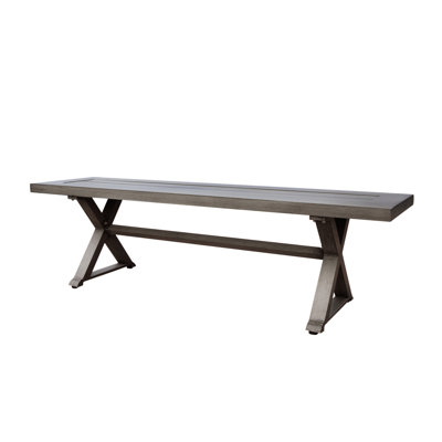 Banc en aluminium, gris foncé - Structure de banc de salle à manger moderne pour l'extérieur