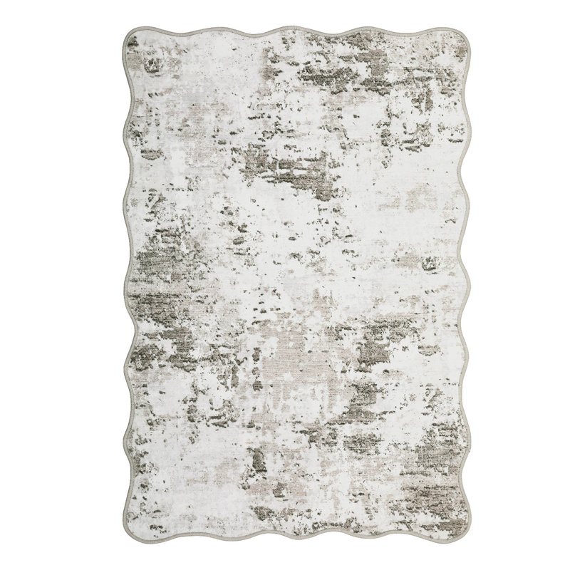 Rectangle Abstract Washable Area Rug, Rice brown, 200*290cm