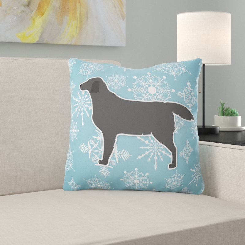 Coussin intérieur/extérieur en flocons d’hiver, H 18 po x l 18 po x P 3 po