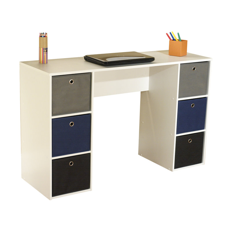 Bureau d'écriture Meike, Bleu / Noir / Gris, Blanc