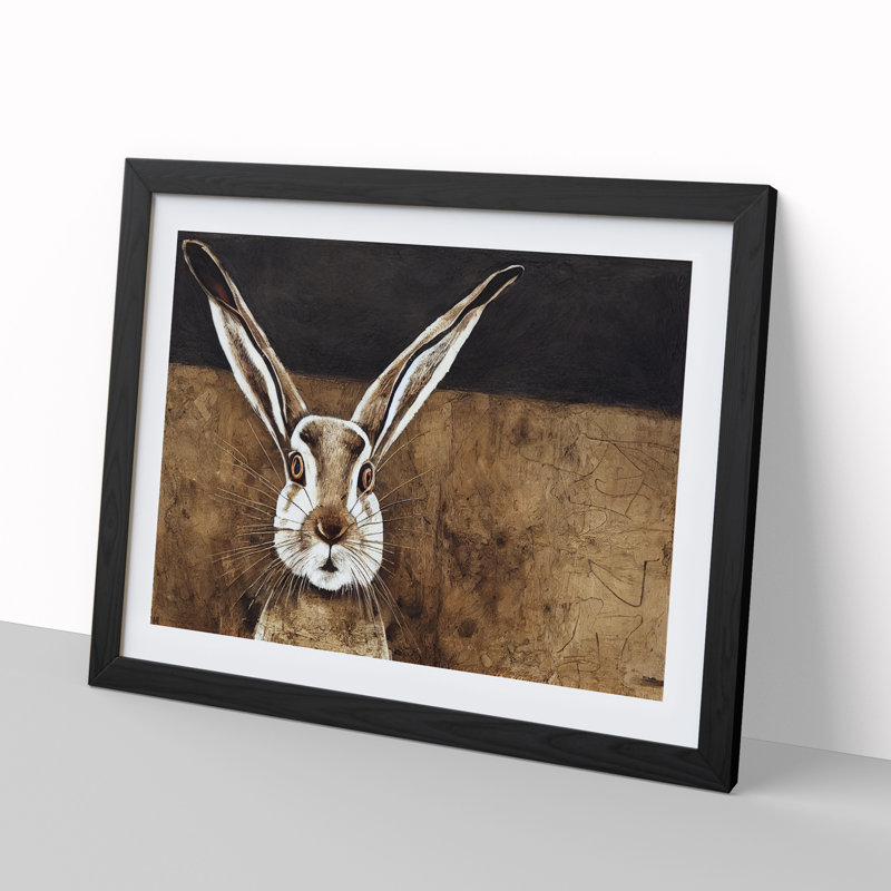 Hare - Single Picture Frame Painting, Black, 46cm H x 64cm W x 2cm D