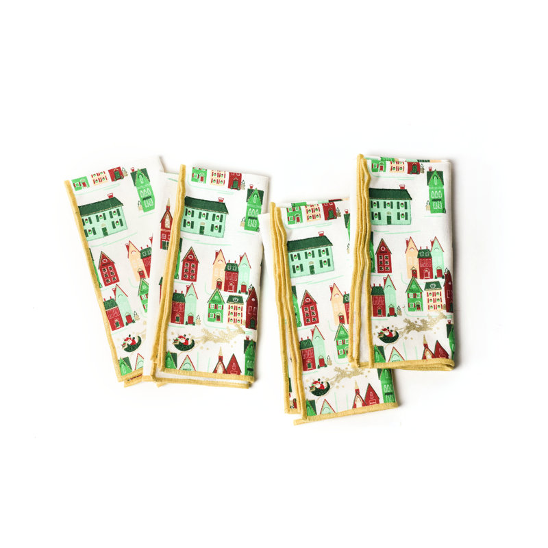 Festive Christmas Village Linen Napkin Set of 4