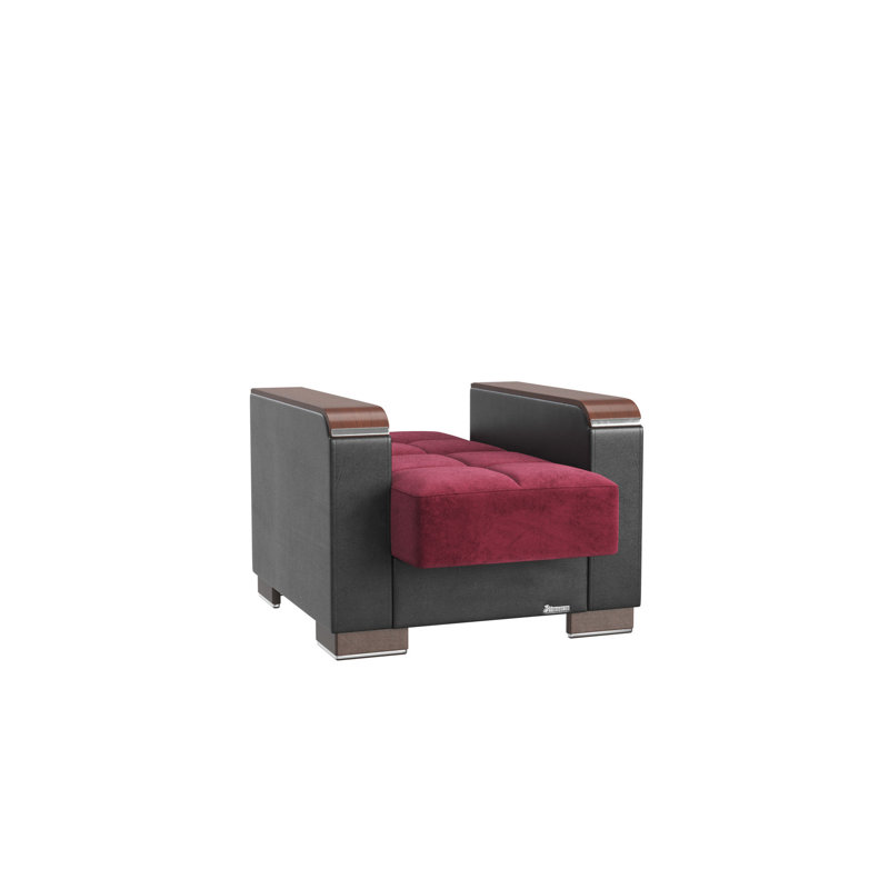 Fauteuil rembourré en microfibre bourgogne avec rangement pratique - Fauteuil au choix élégant pour un plaisir quotidien