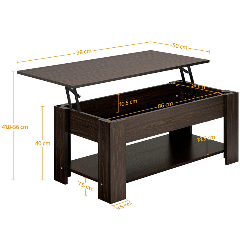 Raunda Lift Top Coffee Table with Storage, Espresso