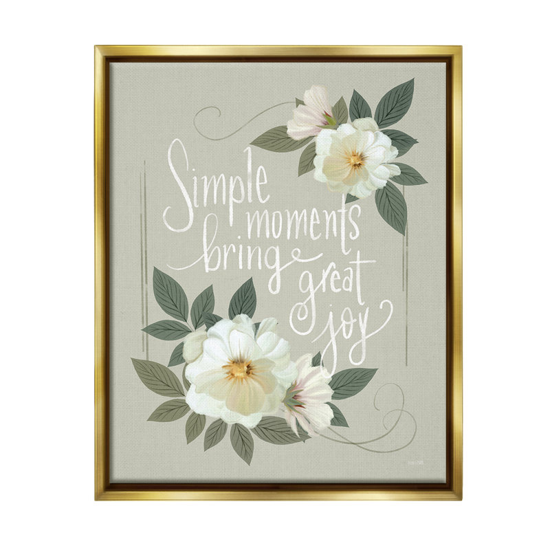 "Simple Moments And Blossoms" sur toile, Cadre flottant métallique doré, H 31 po x l 25 po