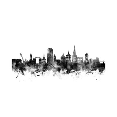 Rostock, Germany Skyline in Black and White by Michael Tompsett - 1 Piece Wrapped Canvas Wall Art