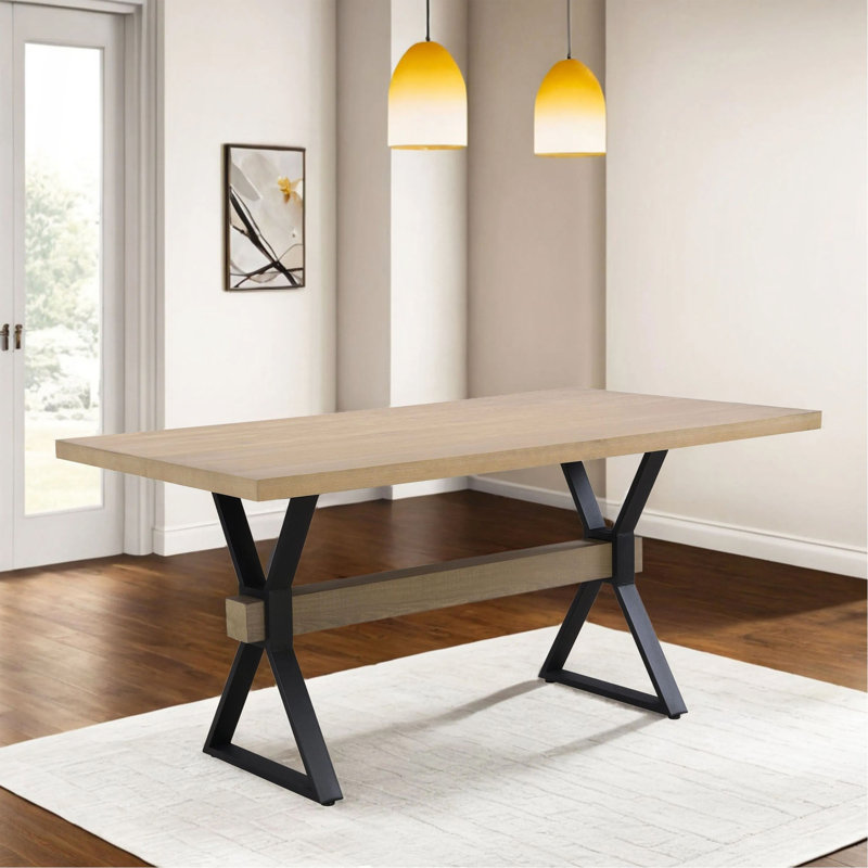 X-Shaped Legs Dining Table, Natural Ash