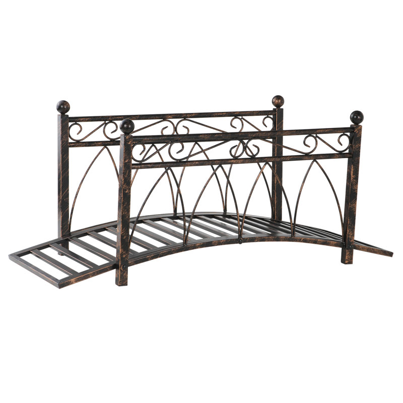Garden Bridge with Safety Railings, Bronze