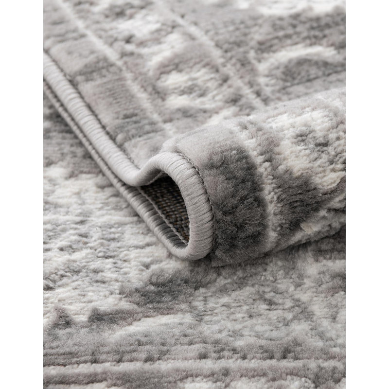 Tapis blanc / gris Musselman, Rectangle 9 pi 10 po x 14 pi, Grey