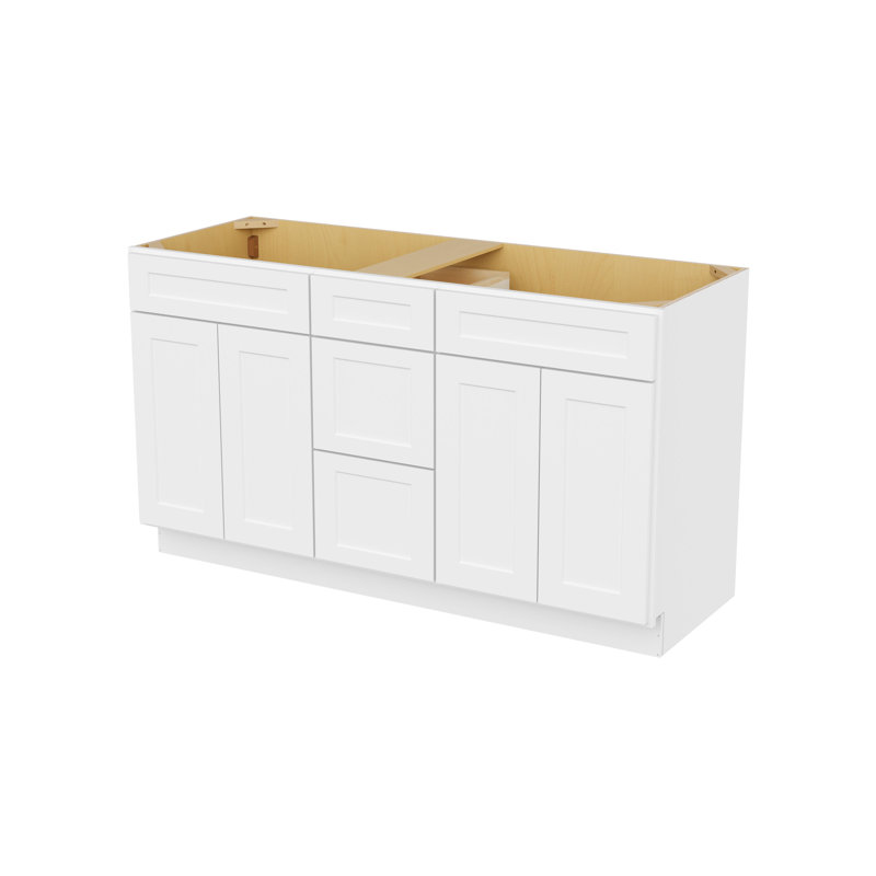 Meuble-lavabo à un tiroir sans comptoir, à assembler soi-même, 53 cm de profondeur x 152 cm de largeur x 88 cm de hauteur, blanc