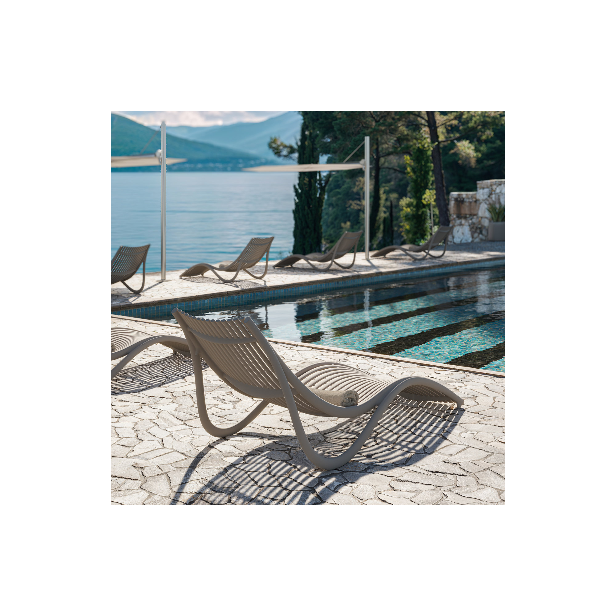 Ibiza Plastic Outdoor Chaise Lounge, Ecru