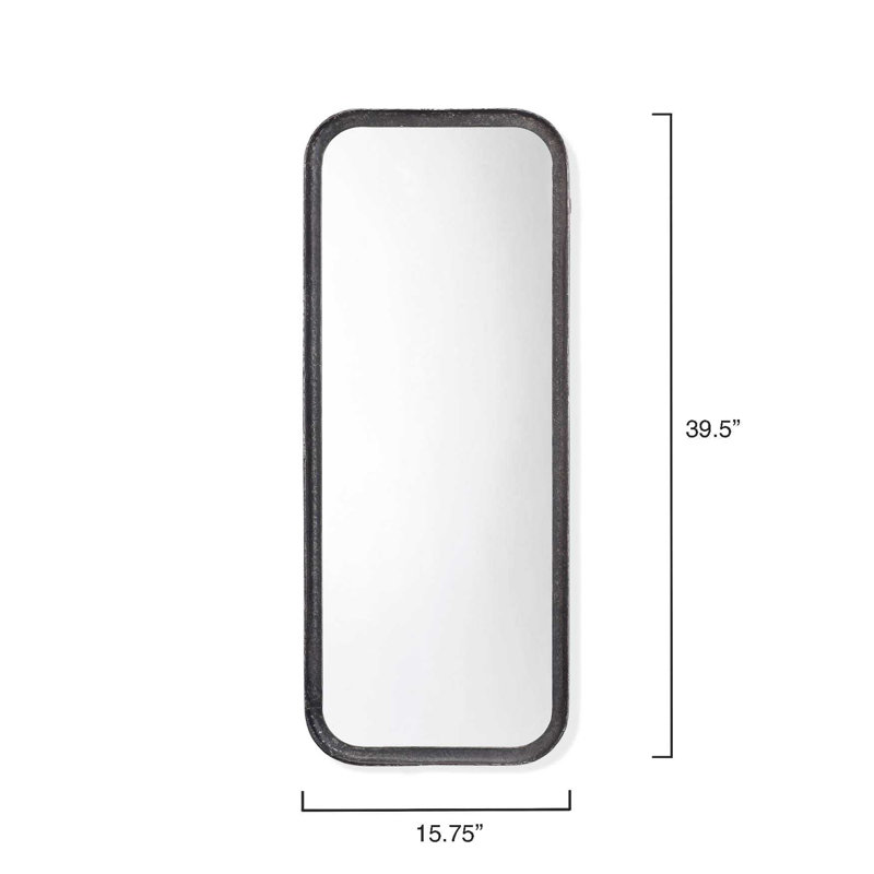 Contemporary Hand-Forged Metal Wall Mirror with Rounded Corners