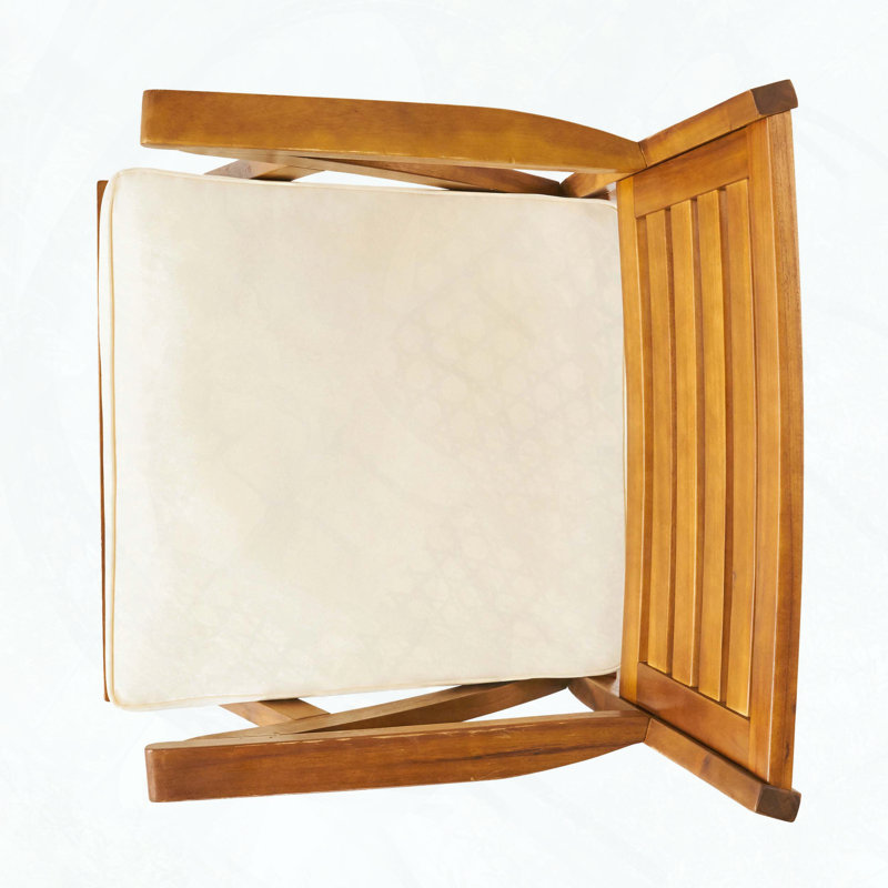 Chaises de salle à manger en bois d'acacia avec coussins, ensemble de 2