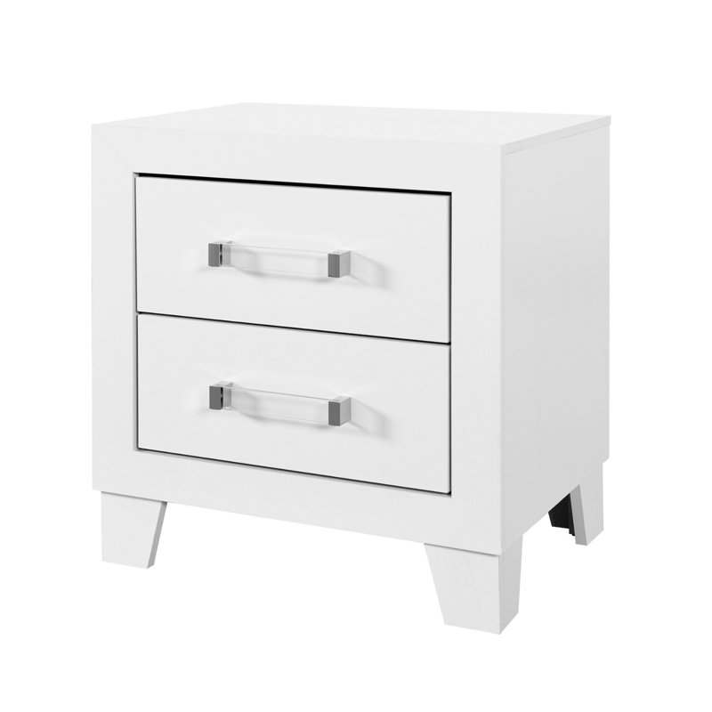 White Contemporary Nightstand With Height 23.7 In - Stylish Stand Modern Style, 25.31 Package Depth Elegant Addition