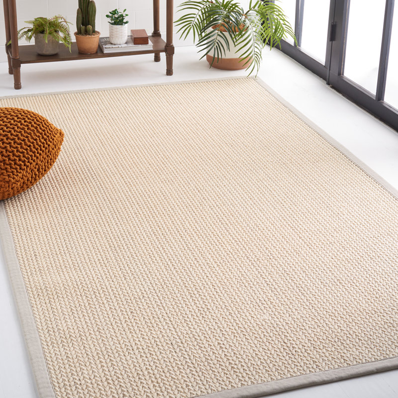 Goffe Natural Wool & Sisal Solid Color Rug, Rectangle 5' x 8'