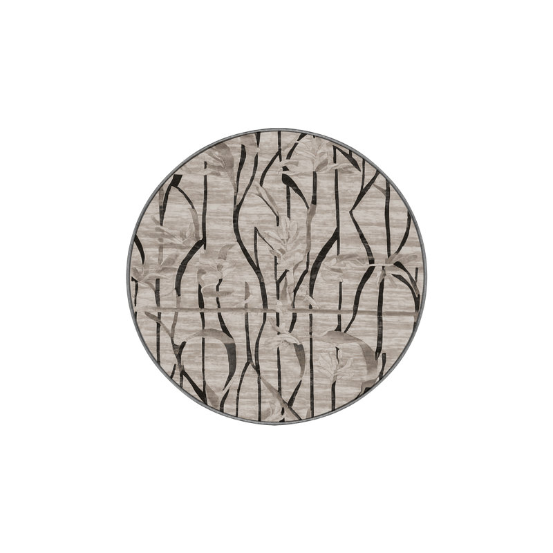 Tapis gris lavable à la machine, Rond 7 pi