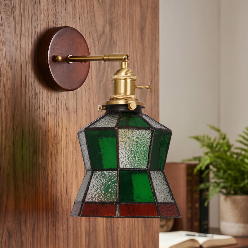 1 - Light Tiffany Wall Sconce With Adjustable Swing Arm (Bulb Inlcude)