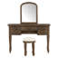 Coiffeuse 46 po avec miroir arqué sculpté 46 po, 6 tiroirs et tabouret rembourré avec pieds en bois massif