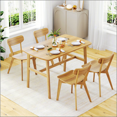 Modern Rectangular Wood Kitchen Table For 4-6 Person, Sturdy Metal Frame, Spacious And Durable Dining Room Furniture