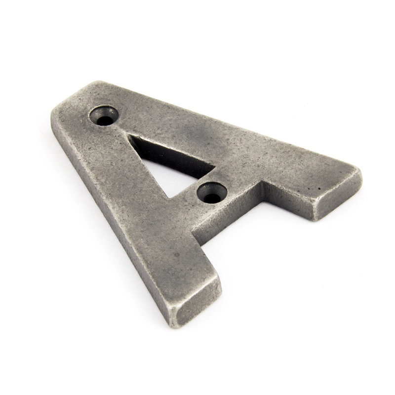7.8cm H Metal House Letter, Antique Pewter, A