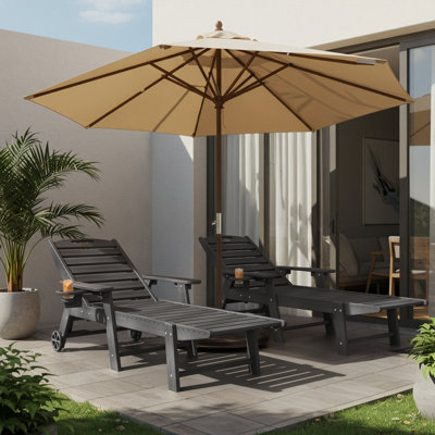 Pool Lounge Chairs Wheels Lounge Chaise Set Outdoor Swimming Reclining Outdoor Chaise Lounge With Cup Holder