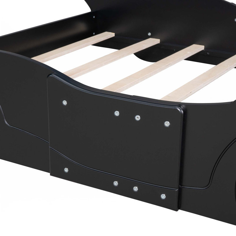 Lit plateforme en forme de voiture de course, Noir, Double