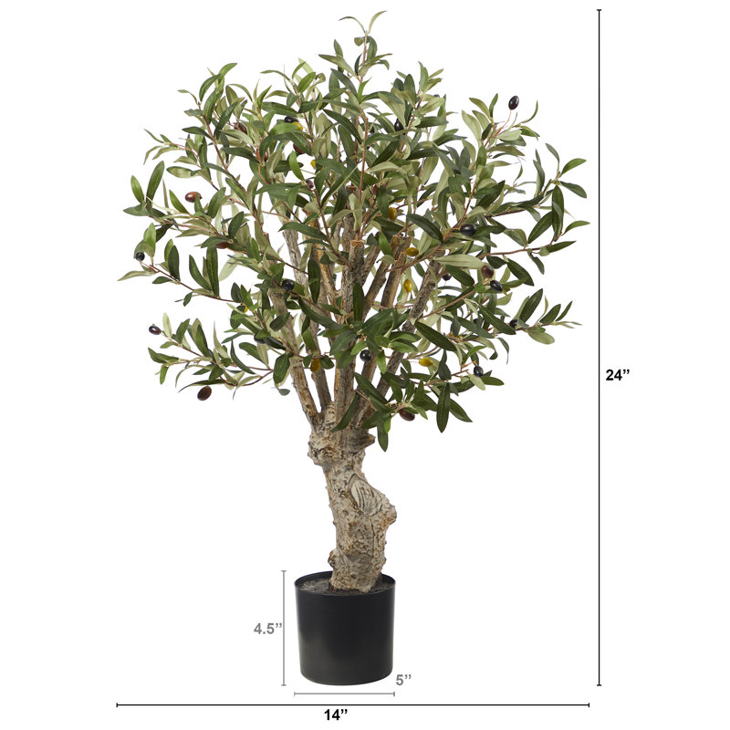 Faux Olive Tree Tree in Pot, 24" H x 14" W x 14" D