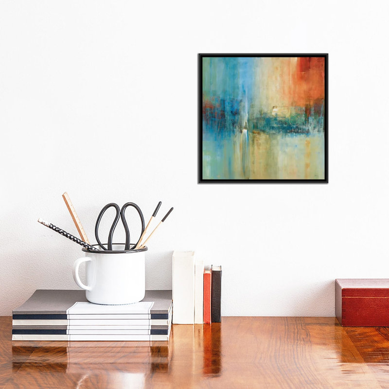 «Blue Cascade» par Simon Addyman - reproduction d'art, H 12 po x l 12 po x P 1,5 po, Toile avec cadre noir