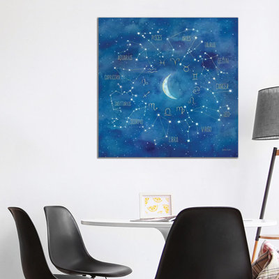 Star Sign With Moon Square by Cynthia Coulter - Wrapped Canvas Print