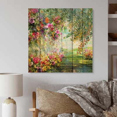 Impression de fleurs multicolores printanières VI - Sans cadre, impression sur bois