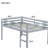 Full Rubber Wood Loft Bed with Ladder,Grey-866098143