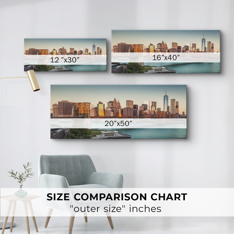 Lower Manhattan - Toile tendue avec châssis - Prêt à accrocher, H 12 po x l 30 po