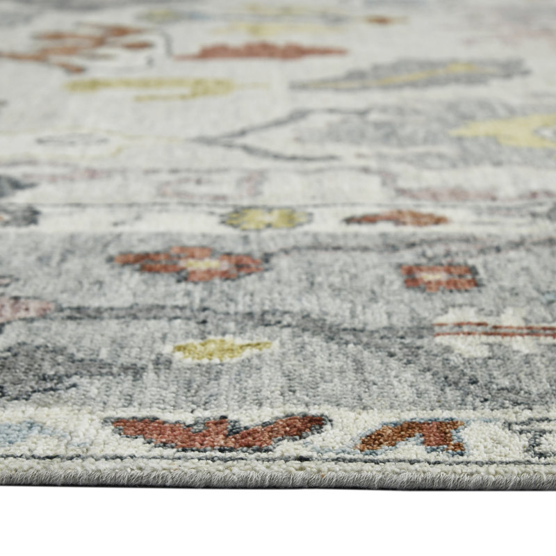Jaigarh Wool Geometric Area Rug in White, Rectangle 2' x 3'