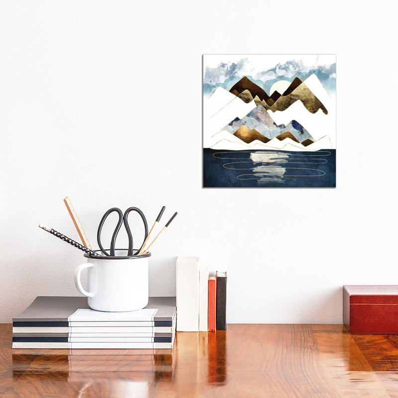Minimal Abstract Mountains - impression d'art graphique, Aucun mat, Toile tendue, H 12 po x l 12 po x P 1,5 po