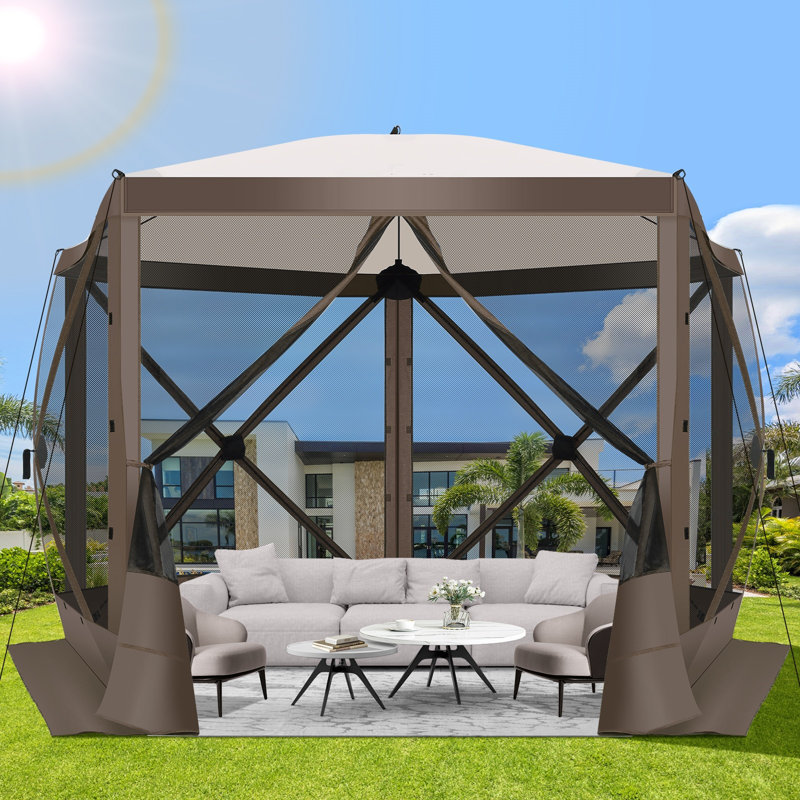 10FTx10FT Screen Room with Mosquito Netting, Brown