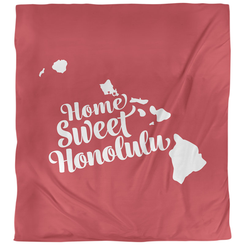 Housse de couette honolulu hawaii, Polyester brossé, Housse de couette pour très grand lit, Rouge