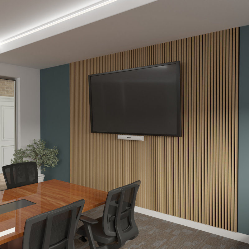 Panneau mural à petites lattes concave à réduction de bruit AcoustixPro 11 po x H 94 1/2 po (paquet de 2), Tonneau vieilli