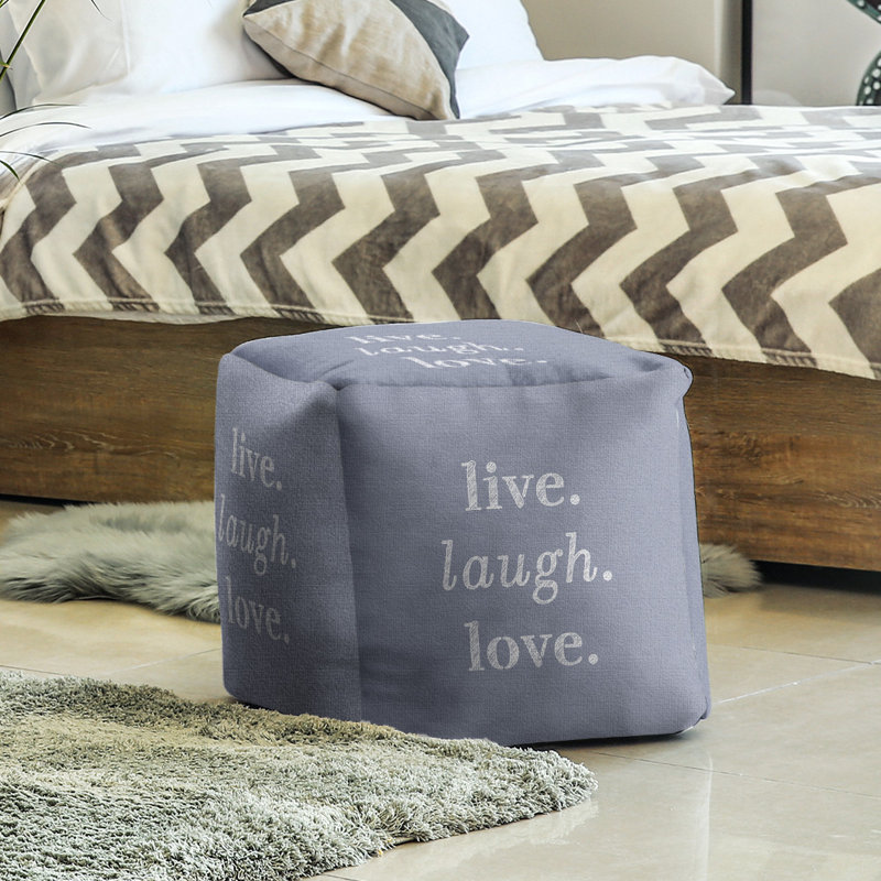Upholstered Ottoman, Blue/White