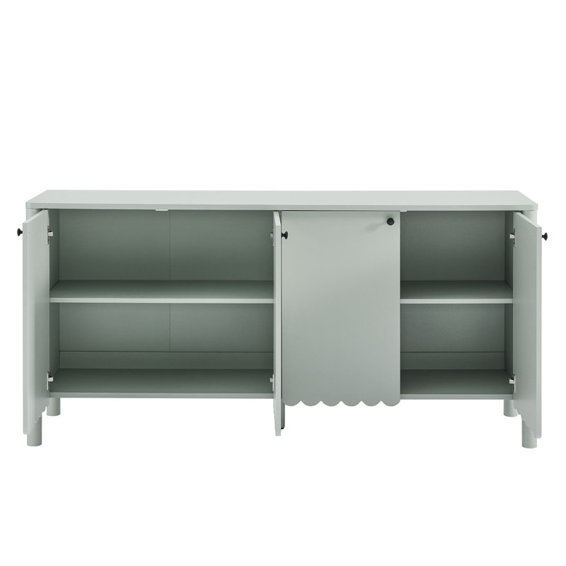 Emmeline 66" 4-Door Scalloped Sideboard Cabinet, Sage