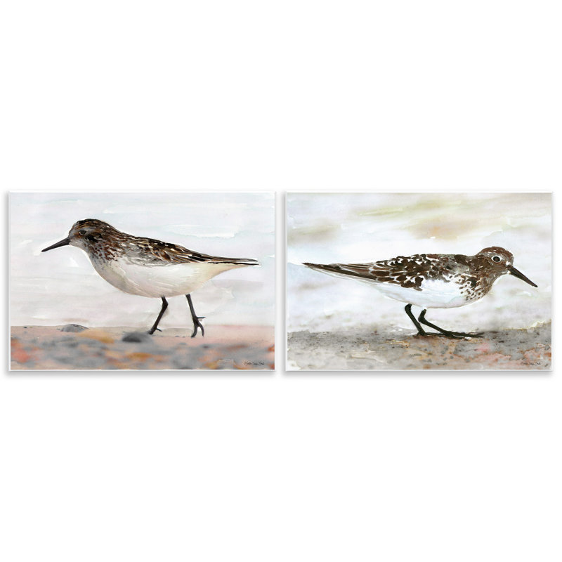 «Sandpipers on Coast Nautical Beach», ensemble de 2 plaques murales par Stellar Design Studio, H 13 po x l 19 po