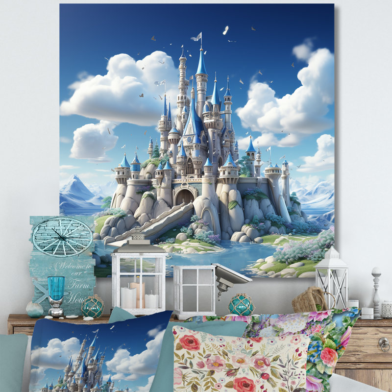 Princesse, château magique, rêves II - art mural, Toile tendue, H 16 po x l 16 po x P 1 po