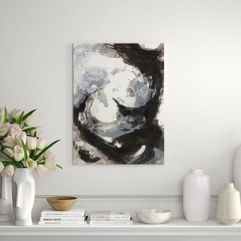 Black Spiral II Painting by Sara Brown, Image Brush Gel, 32" H x 24" W