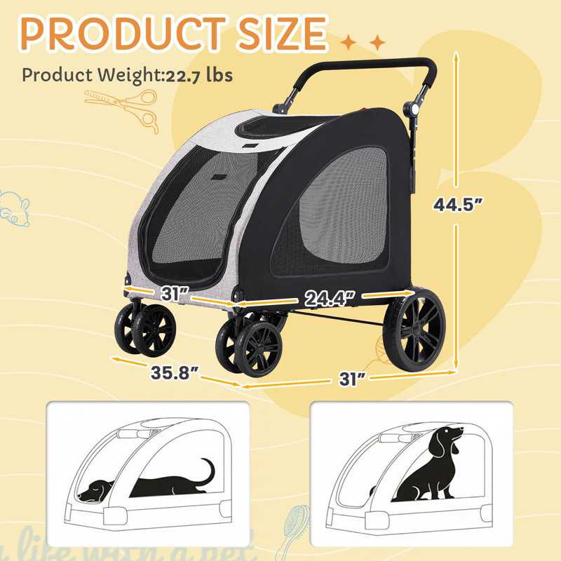 Large Pet Stroller For Large/medium Dogs