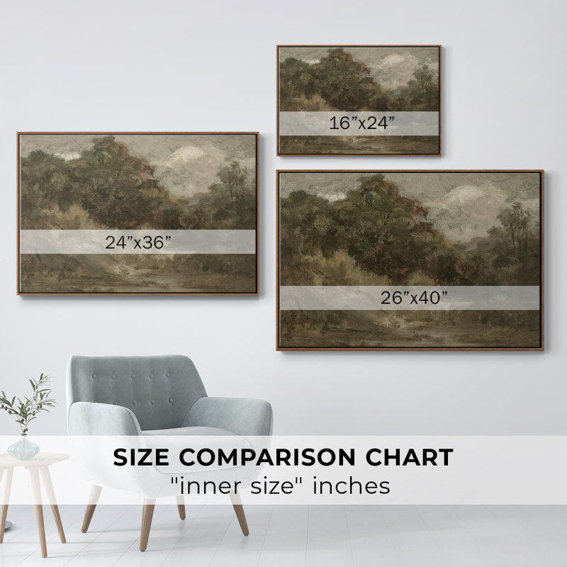 " Vintage Landscape -DCC ", Walnut Floater Framed Canvas, 27" H x 41" W x 2'' D