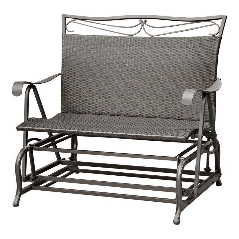 Banc d'extérieur coulissant en métal Arvi, Noir antique